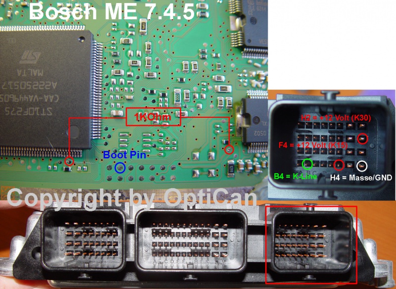Bosch ME 7.4.5 (Peugeot) pinout diagram 1